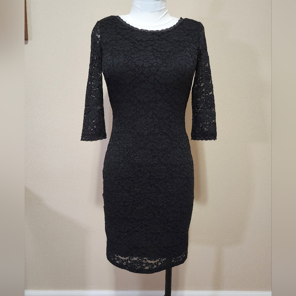 Eliza J lace black dress